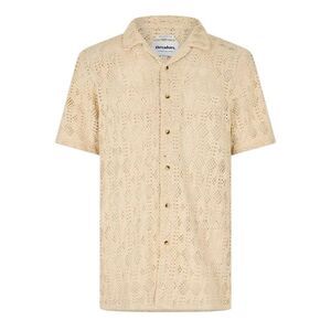 Threadbare Mens Rackes Snake Print Short-Sleeved Shirt / Ecru